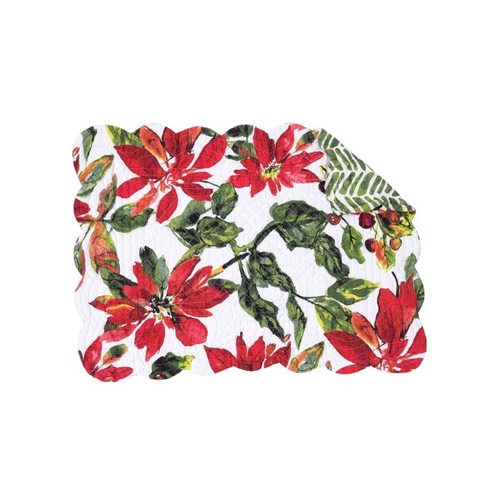 Poinsettia Berries Rectangular Quilted Placemat Thumbnail
