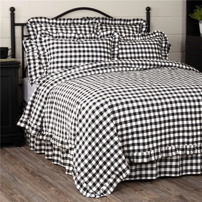 Annie Buffalo Black Check Ruffled California King Quilt Coverlet