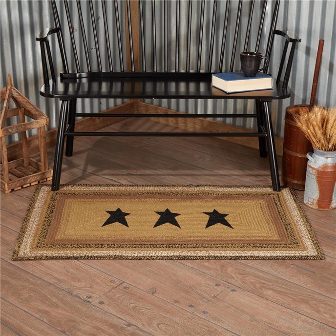 Kettle Grove Jute Rug Rect Stencil Stars w/ Pad 27x48 Thumbnail