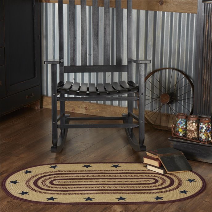 Potomac Jute Rug Oval Stencil Stars w/ Pad 27x48 Thumbnail