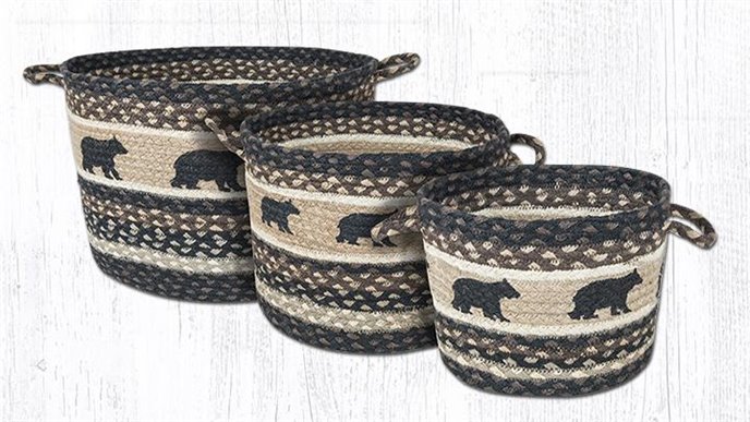 Cabin Bear Printed Braided Utility Basket 9"x7" Thumbnail