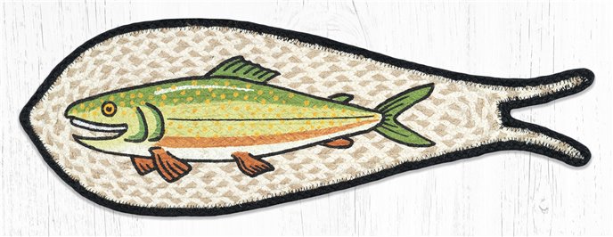 Trout Printed Braided Fish Shaped Rug 9"x26" Thumbnail