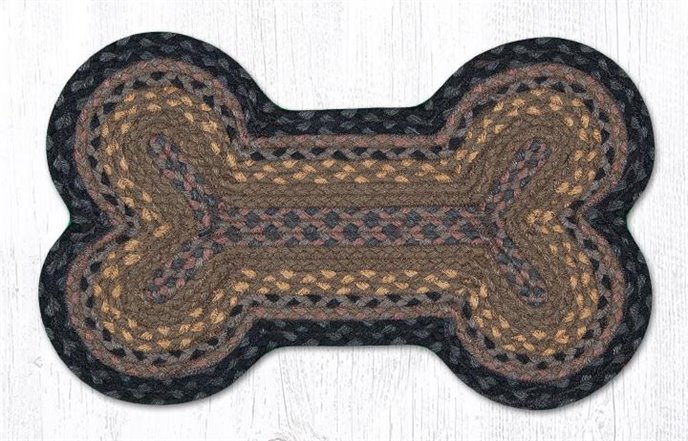 Brown/Black/Charcoal Medium Braided Dog Bone Shaped Rug 13"x22" Thumbnail