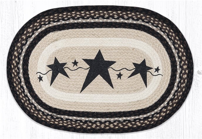 Primitive Stars Black Oval Braided Rug 20"x30" Thumbnail