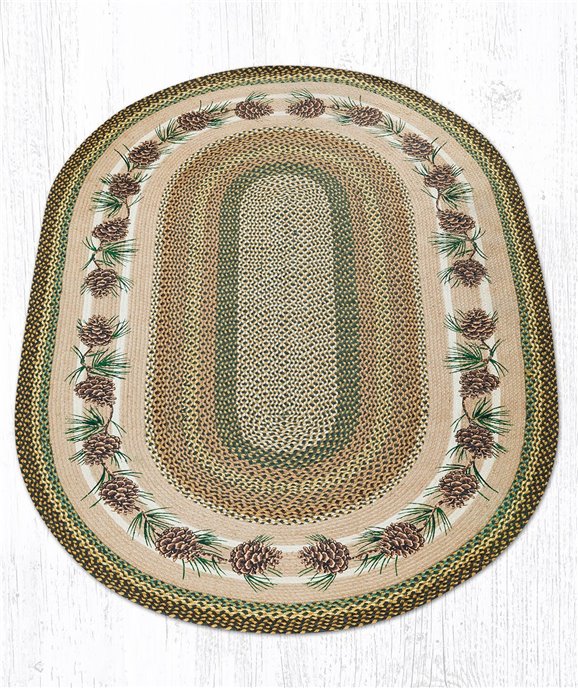 Needles & Cones Oval Braided Rug 5'x8' Thumbnail