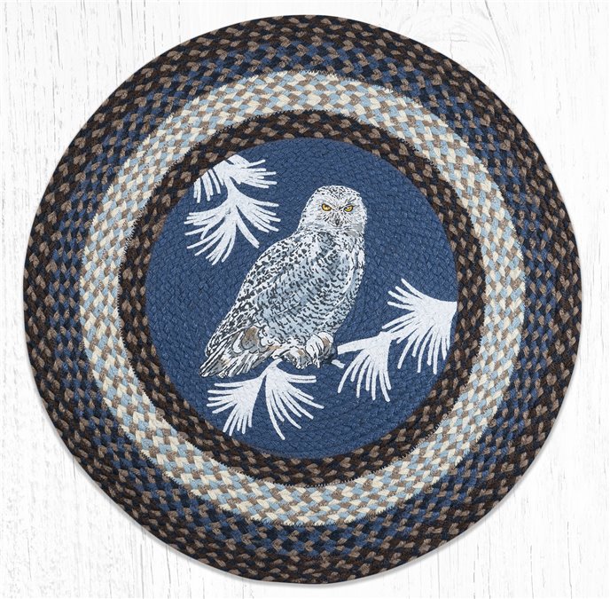 Snowy Owl Round Braided Rug 27"x27" Thumbnail