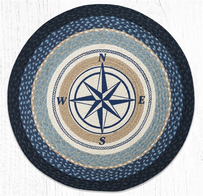 Compass Rose Round Braided Rug 27"x27" Thumbnail