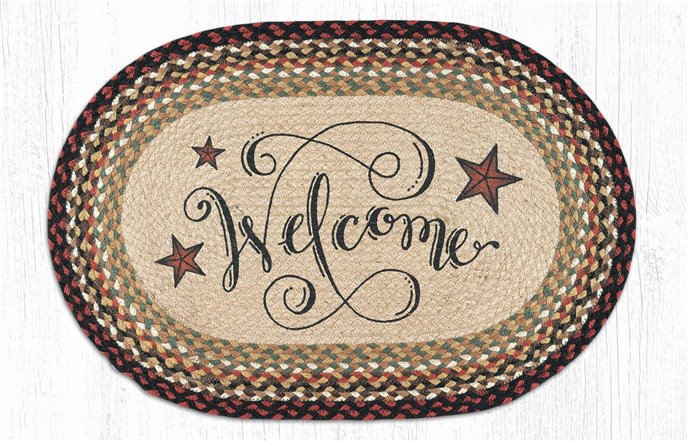 Welcome Barn Stars Oval Braided Rug 20"x30" Thumbnail