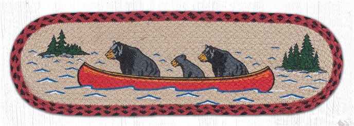 Bears in Canoe Oval Braided Stair Tread 27"x8.25" Thumbnail