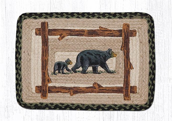 Mama & Baby Bear Rectangular Printed Braided Table Runner 13"x36" Thumbnail