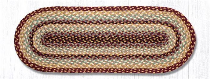 Burgundy/Gray/Cream Jute Braided Table Runner 13"x36" Thumbnail