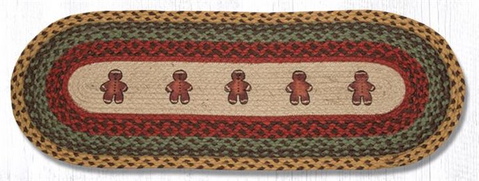 Gingerbread Man Oval Braided Table Runner 13"x36" Thumbnail