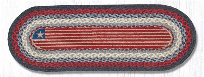 Flag Oval Braided Table Runner 13"x36" Thumbnail