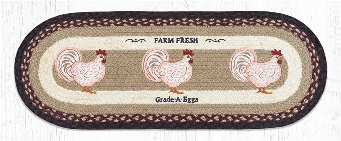 Farmhouse Chicken Oval Braided Table Runner 13"x36" Thumbnail