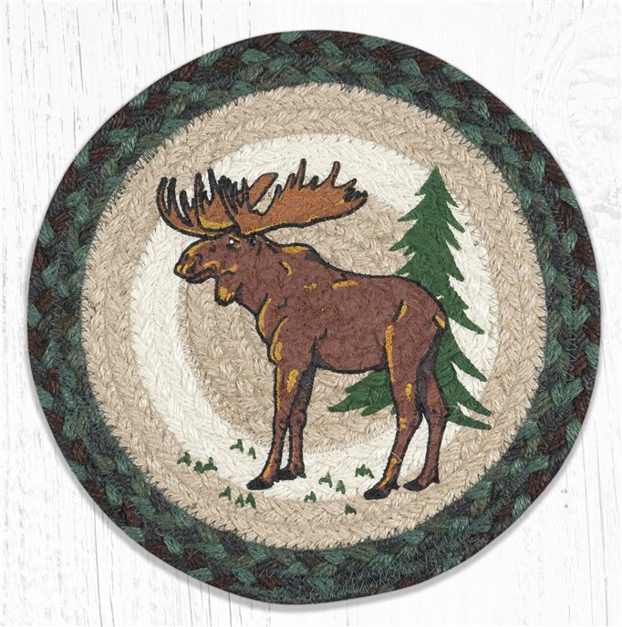 Highland Moose Printed Round Braided Trivet 10"x10" Thumbnail