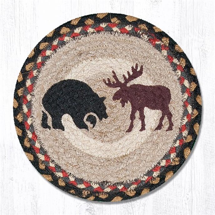 Bear/Moose Printed Round Braided Trivet 10"x10" Thumbnail