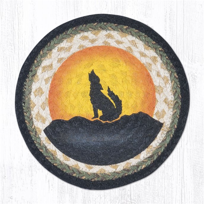 Coyote Silhouette Printed Round Braided Trivet 10"x10" Thumbnail