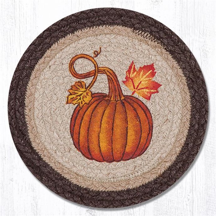 Pumpkin Autumn Printed Round Braided Trivet 10"x10" Thumbnail