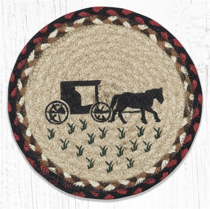 Amish Buggy 2 Printed Round Braided Trivet 10"x10" Thumbnail