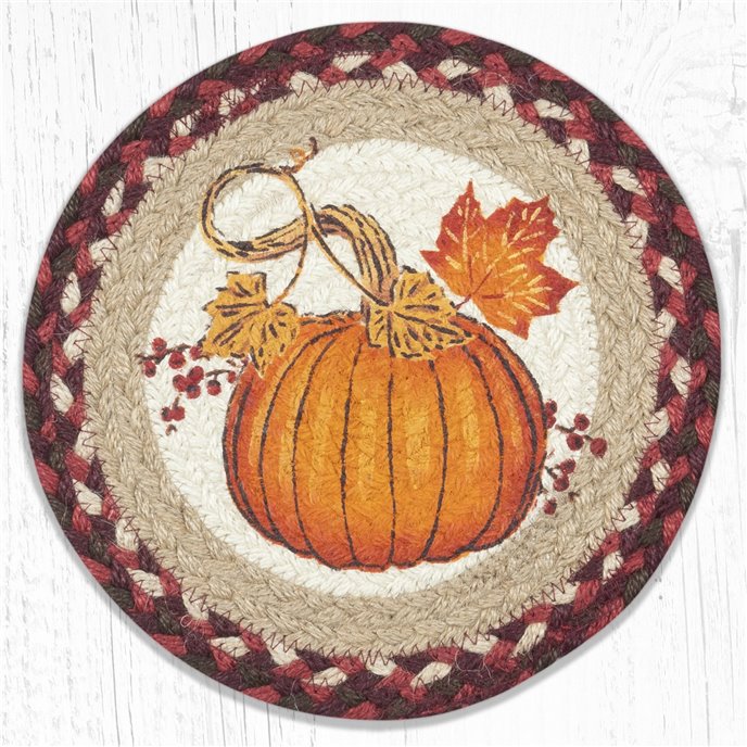 Autumn Pumpkin Printed Round Braided Trivet 10"x10" Thumbnail