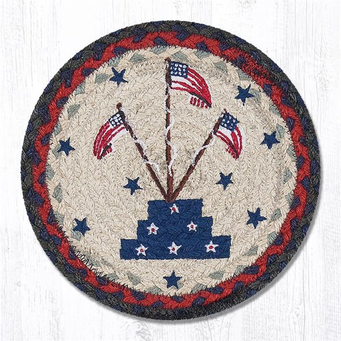 Flag Stand Printed Round Braided Trivet 10"x10" Thumbnail