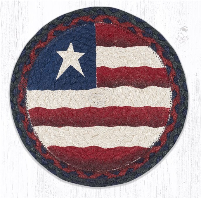 Primitive Flag Printed Round Braided Trivet 10"x10" Thumbnail