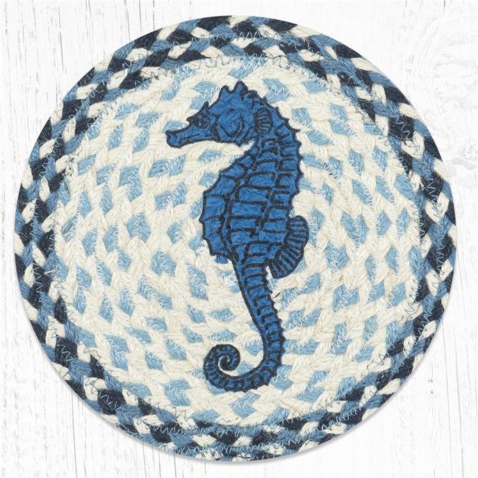 Seahorse Printed Round Braided Trivet 10"x10" Thumbnail