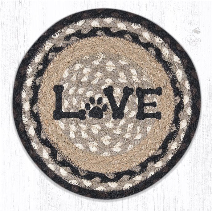 Love Pet Printed Round Braided Trivet 10"x10" Thumbnail