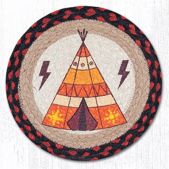 Tepee Printed Round Braided Trivet 10"x10" Thumbnail