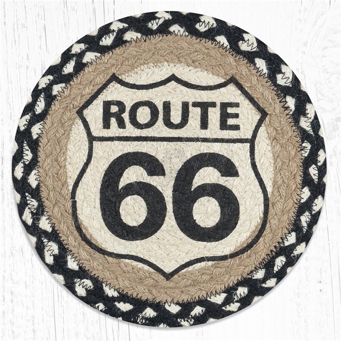 Route 66 Printed Round Braided Trivet 10"x10" Thumbnail