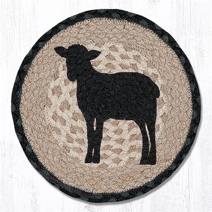 Sheep Silhouette Printed Round Braided Trivet 10"x10" Thumbnail