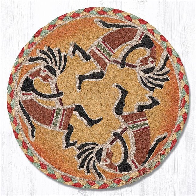 Kokopelli Printed Round Braided Trivet 10"x10" Thumbnail