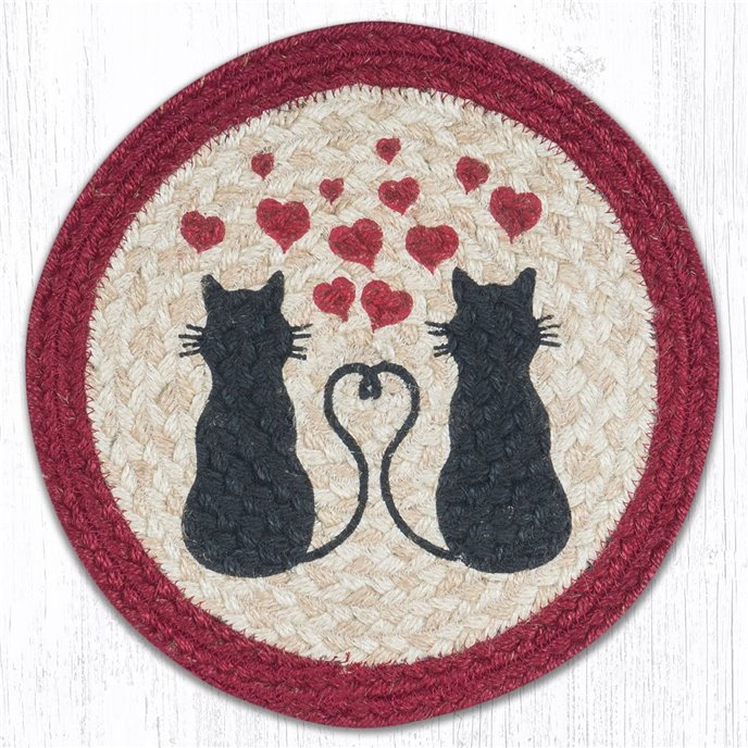 Love Cats Printed Round Braided Trivet 10"x10" Thumbnail