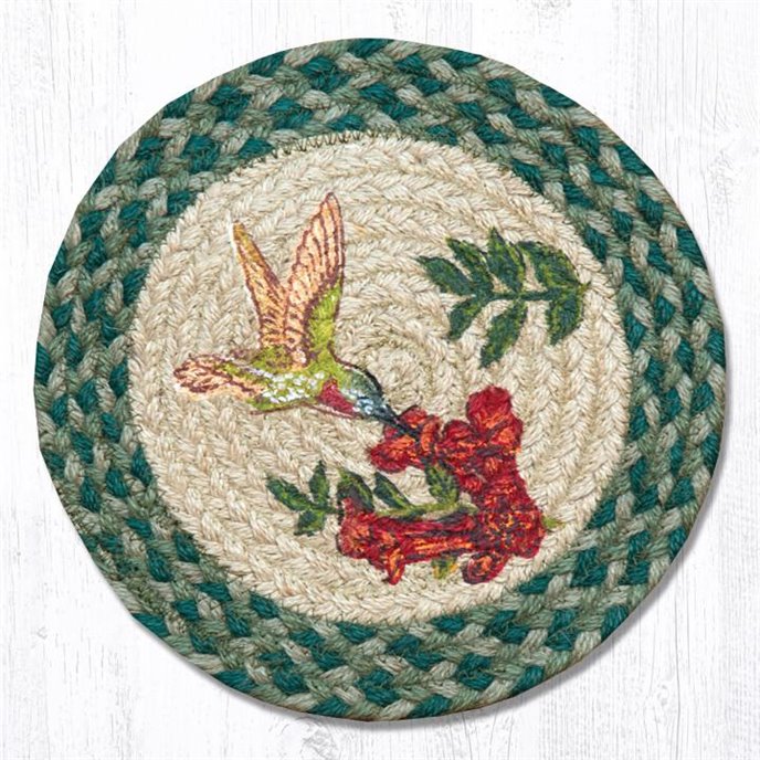 Hummingbird Printed Round Braided Trivet 10"x10" Thumbnail