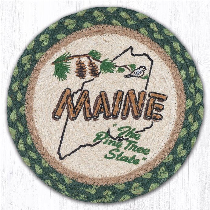 Maine Pine Printed Round Braided Trivet 10"x10" Thumbnail