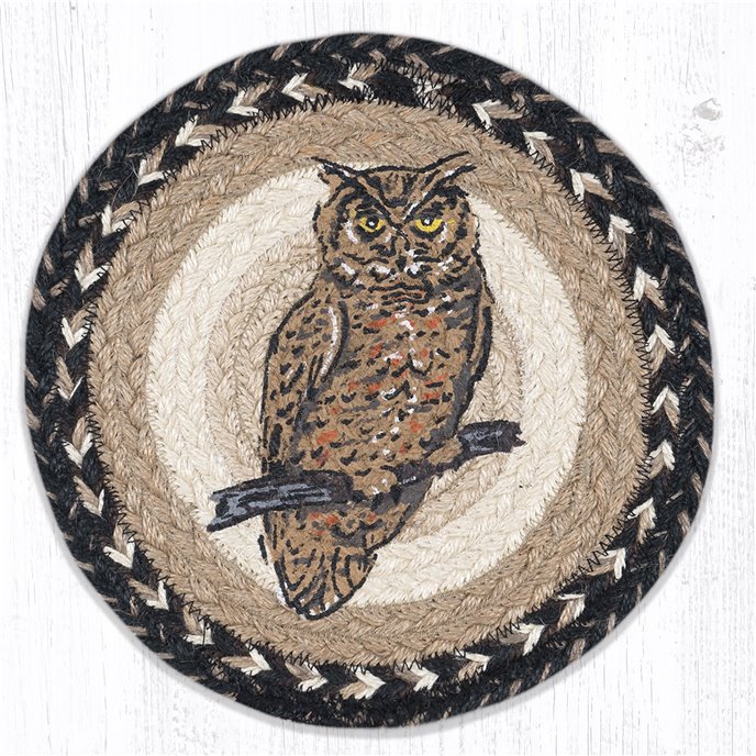 Owl Printed Round Braided Trivet 10"x10" Thumbnail