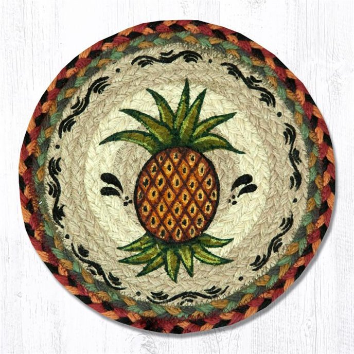 Pineapple Printed Round Braided Trivet 10"x10" Thumbnail