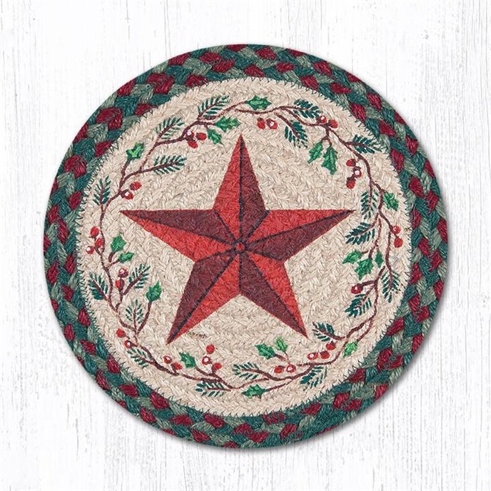 Holiday Barn Star Printed Round Braided Trivet 10"x10" Thumbnail