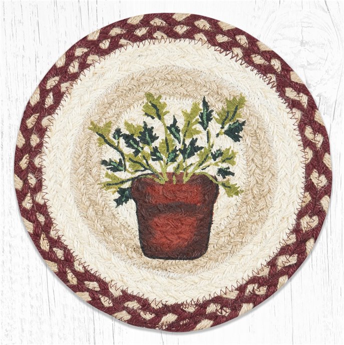 Parsley Printed Round Braided Trivet 10"x10" Thumbnail