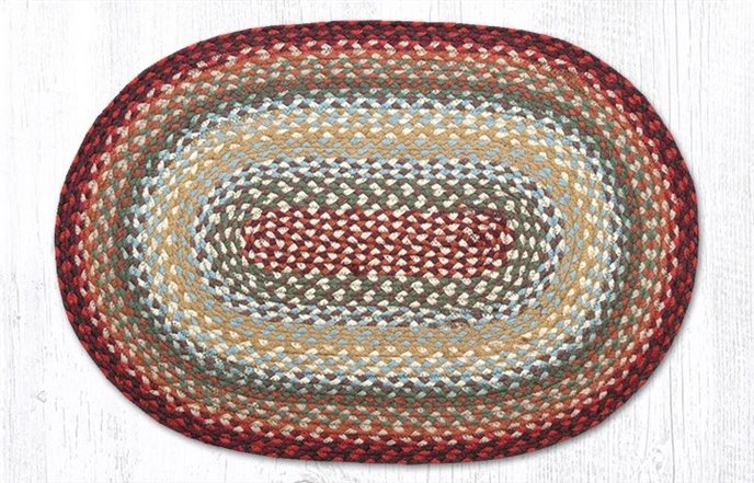 Thistle Green/Country Red Oval Braided Rug 5'x8' Thumbnail