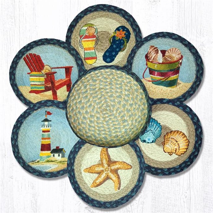 By The Sea Braided Trivets in a Basket 10"x10", Set of 6 Thumbnail