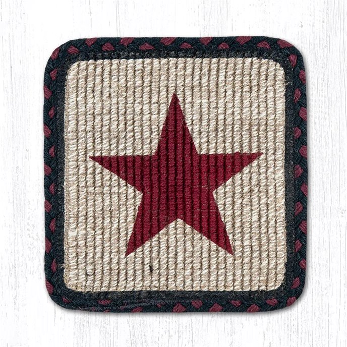 Burgundy Star Wicker Weave Braided Trivet 9"x9" Thumbnail