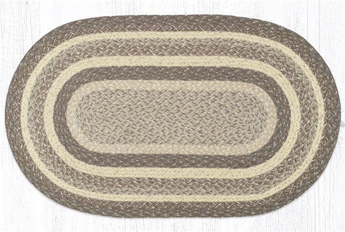 Khaki Oval Braided Rug 27"x45" Thumbnail