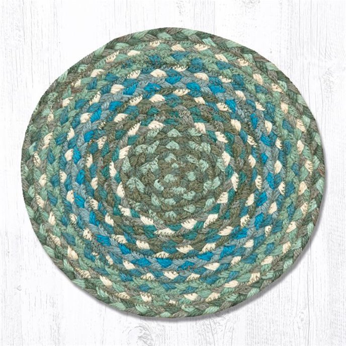 Sage/Ivory/Settlers Blue Round Braided Swatch 10"x10" Thumbnail