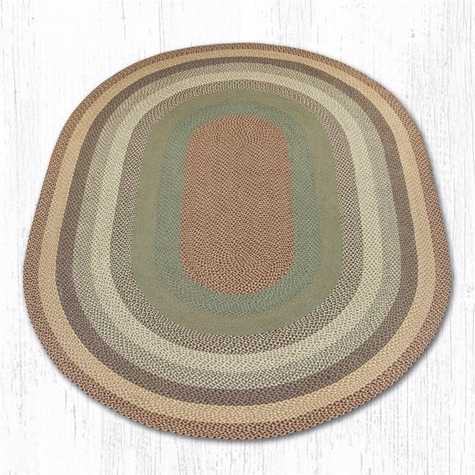 Buttermilk/Cranberry Oval Braided Rug 8'x11' Thumbnail