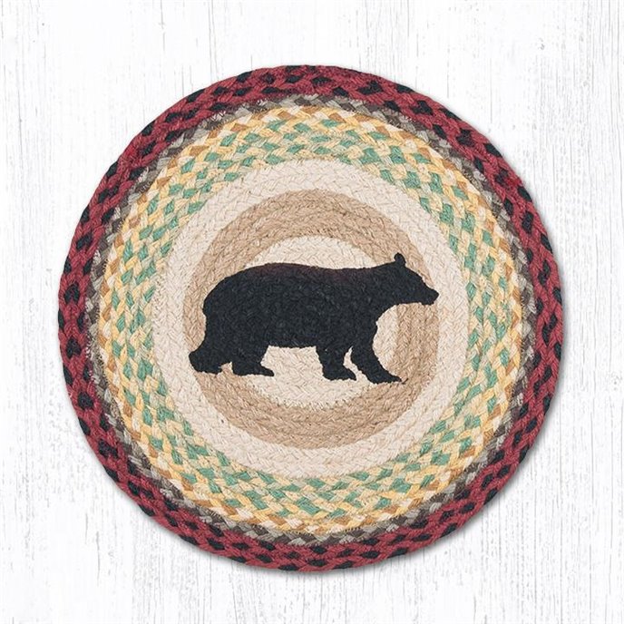 Cabin Bear Round Braided Chair Pad 15.5"x15.5" Thumbnail