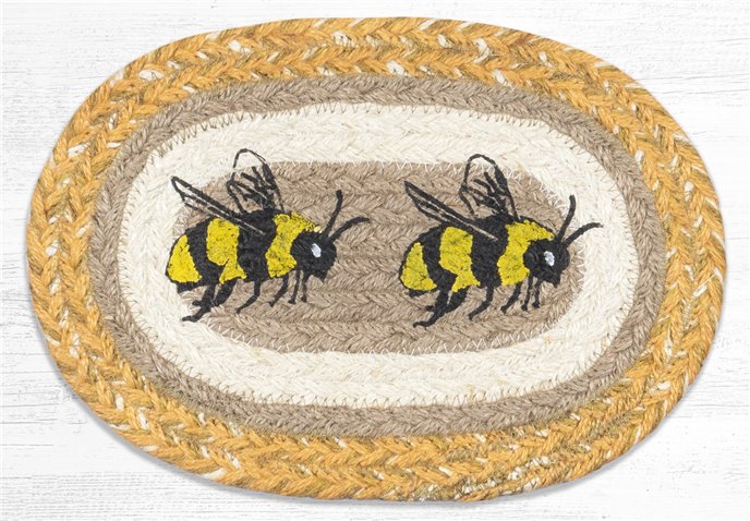 Bee Printed Oval Braided Swatch 7.5"x11" Thumbnail