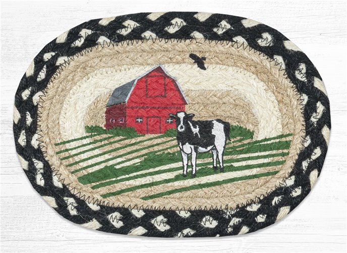 Red Barn Printed Oval Braided Swatch 7.5"x11" Thumbnail