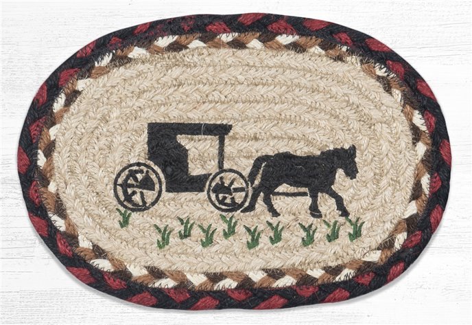 Amish Buggy Printed Oval Braided Swatch 7.5"x11" Thumbnail