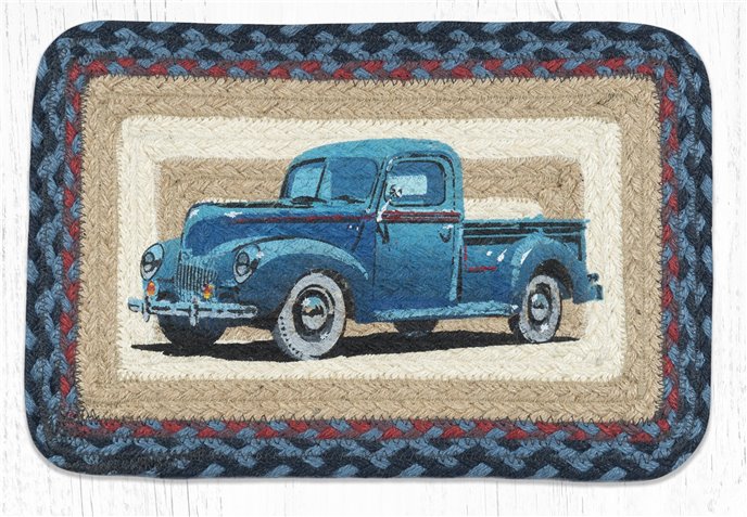 Blue Truck Rectangular Printed Braided Swatch 10"x15" Thumbnail